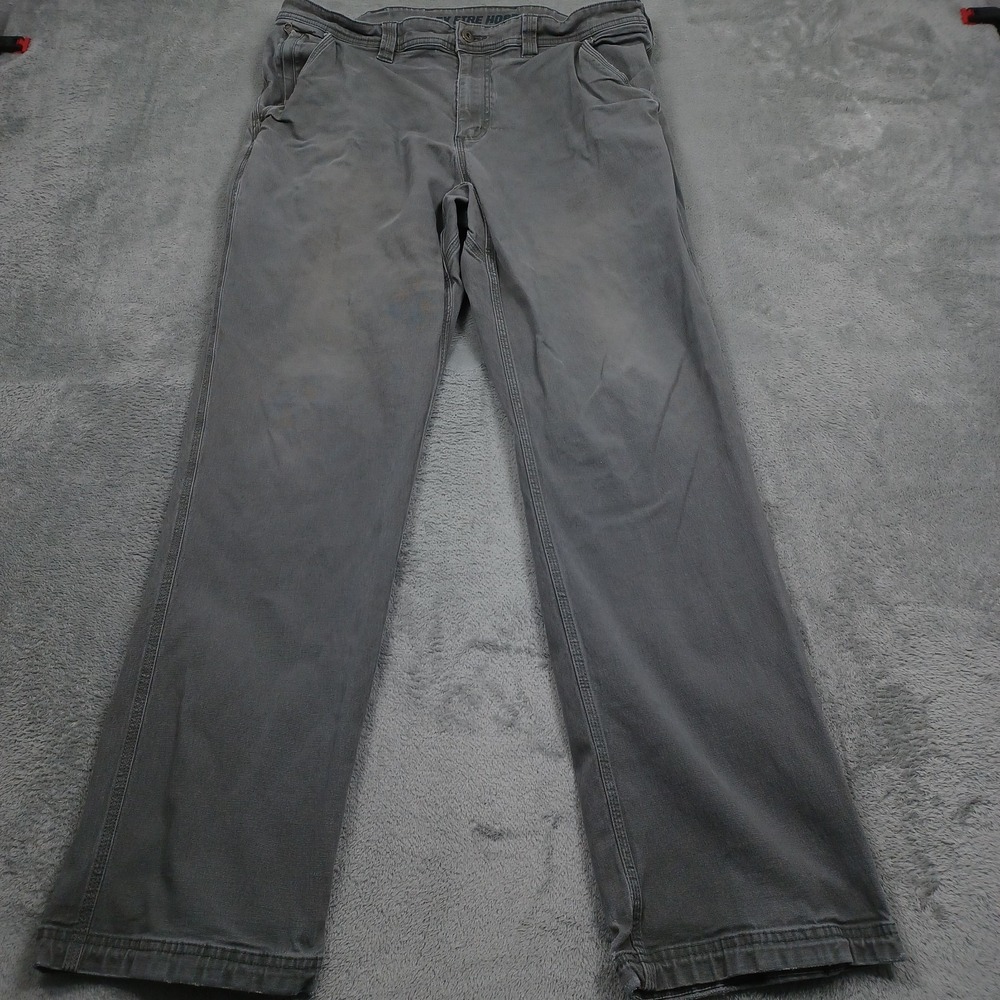 Duluth Jeans Mens 36x32 Gray Relaxed Fit Flex Fire Hose Workwear Casual